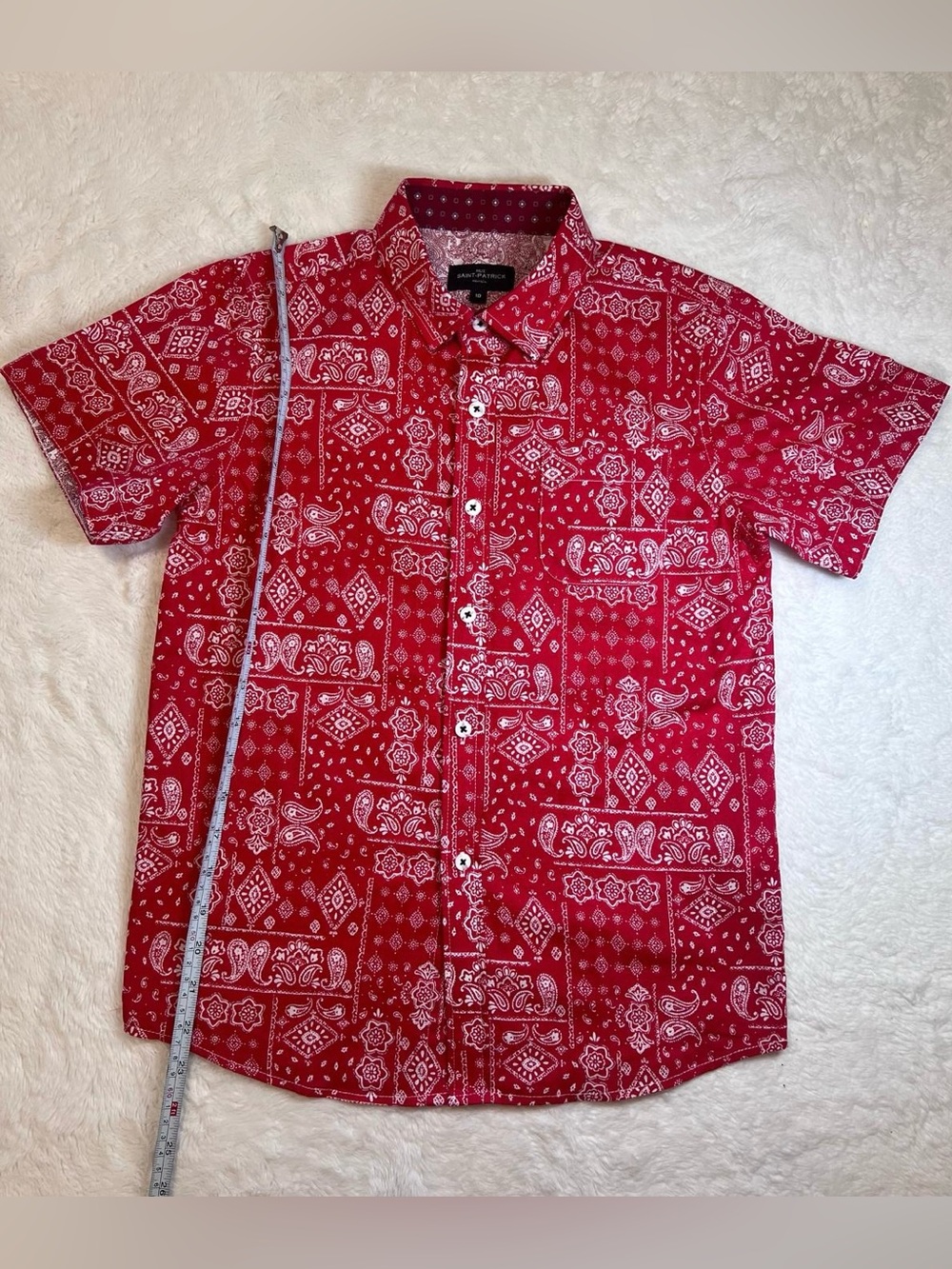 Red Bandana Print Short Sleeve Shirt - Kids